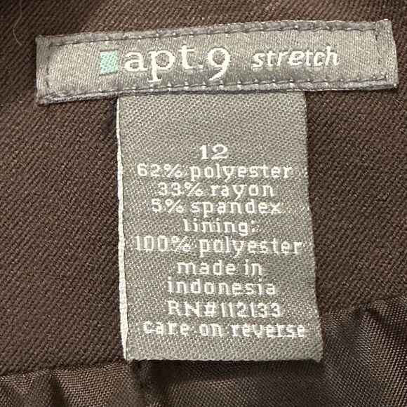 Apt 9 Stretch Skirt Women's Sz 12 Brown A-line Flare Zip Polyester Lined Career - Picture 5 of 10